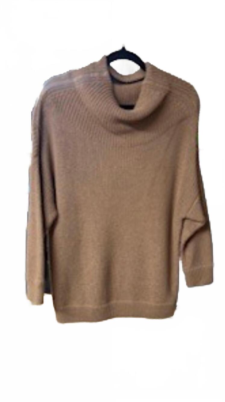 NEW AUTUMN CASHMERE women's half stitch funnel neck cardigan in camel